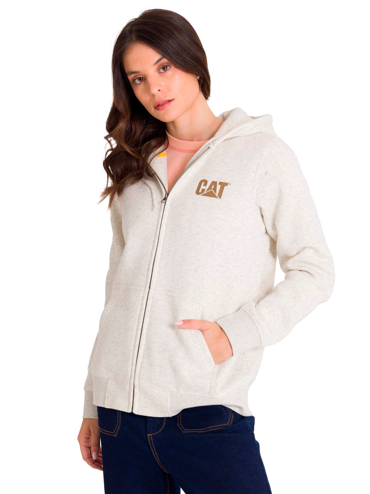 Polerón Full Zip Mujer Trademark Banner Beige CAT