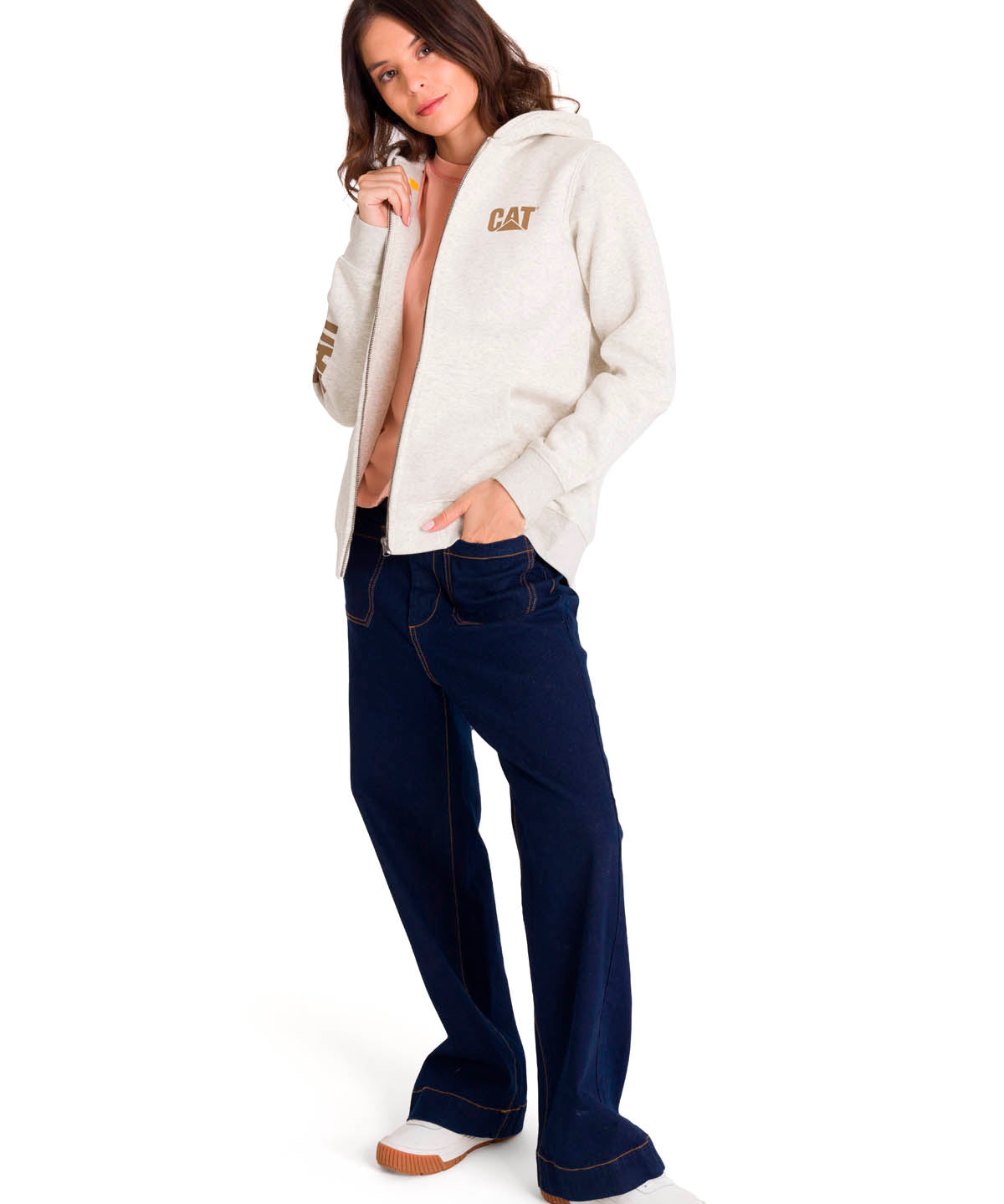 Polerón Full Zip Mujer Trademark Banner Beige CAT
