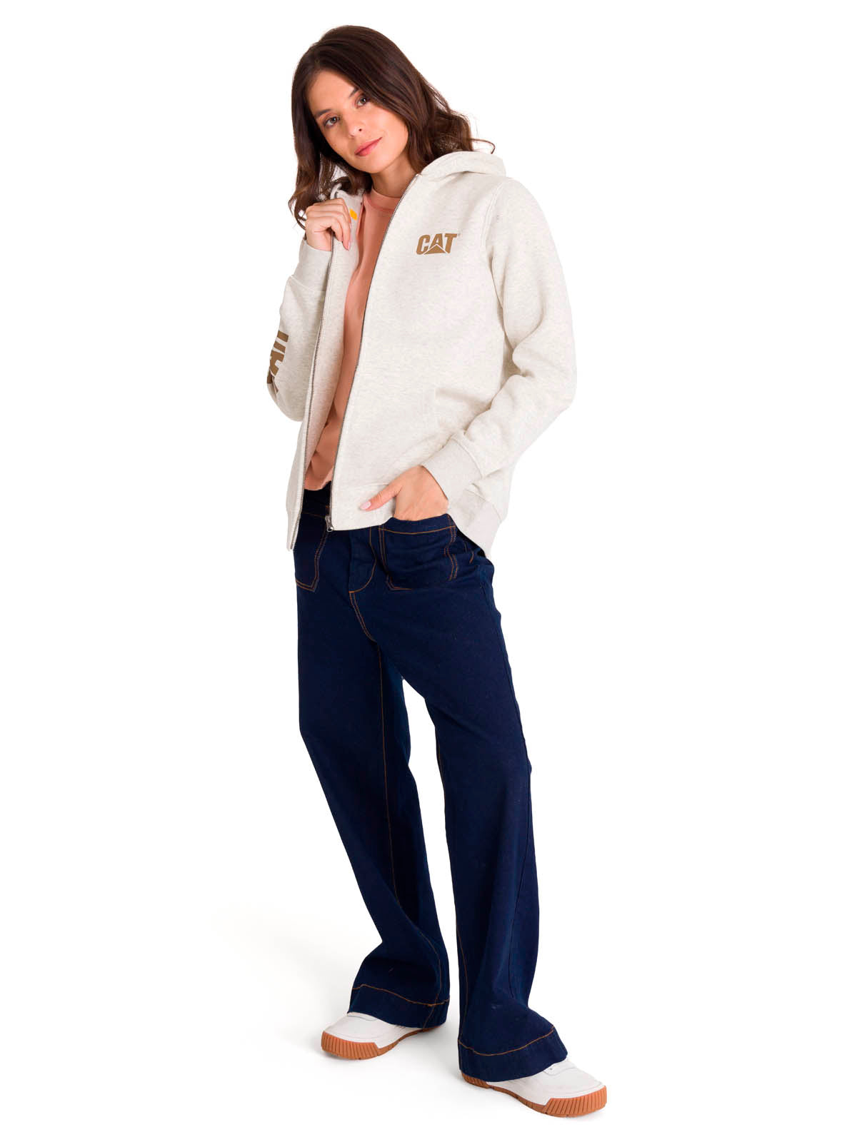 Polerón Full Zip Mujer Trademark Banner Beige CAT