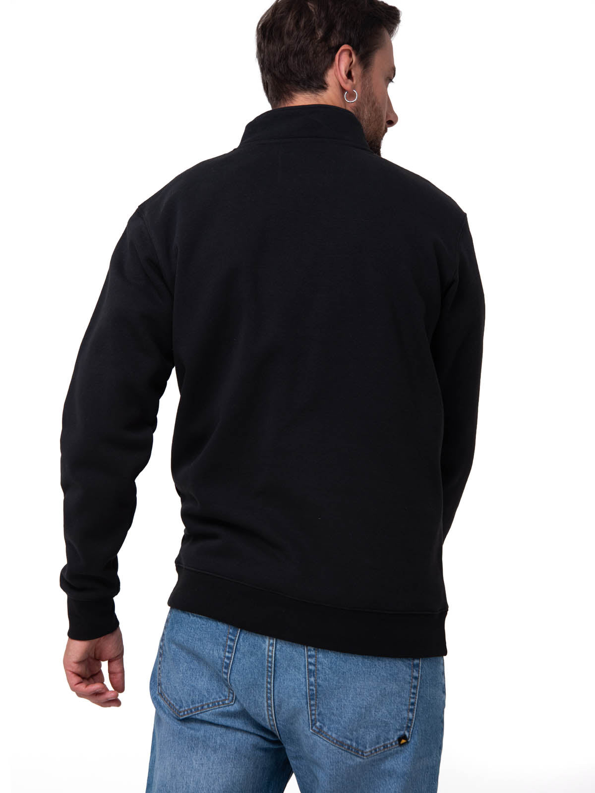 Polerón Manga Larga Hombre Midweight Quarter Zip Negro Cat