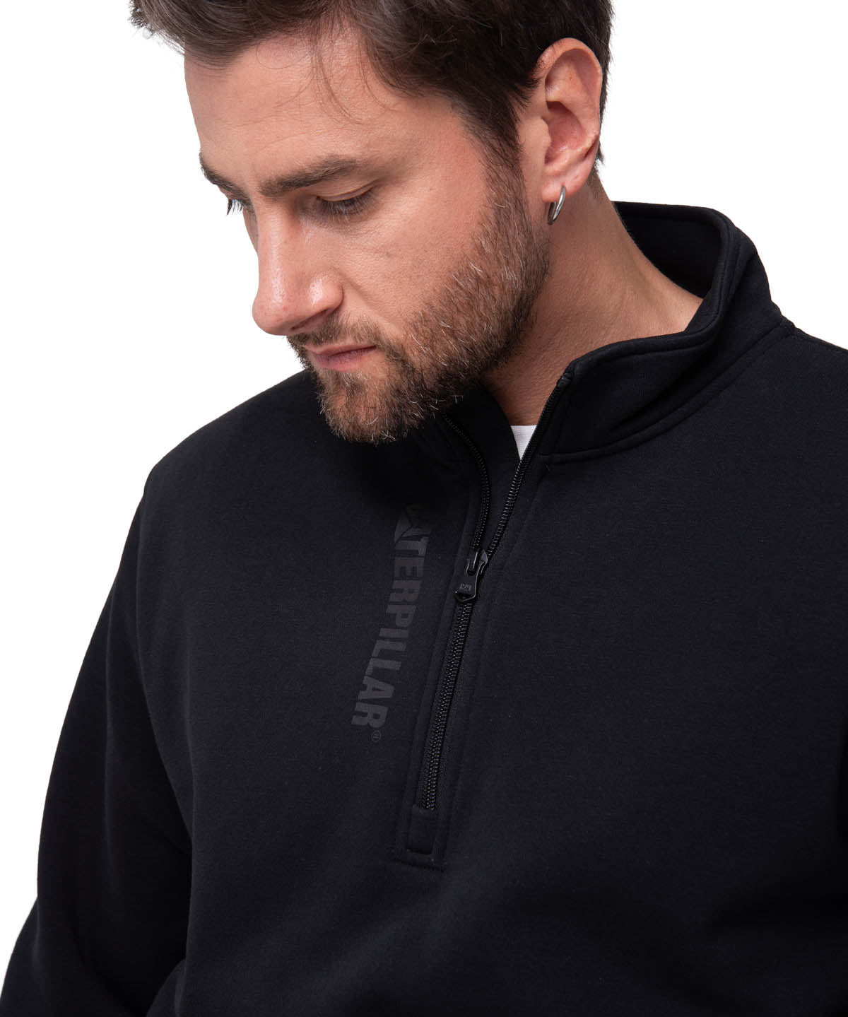 Polerón Manga Larga Hombre Midweight Quarter Zip Negro Cat