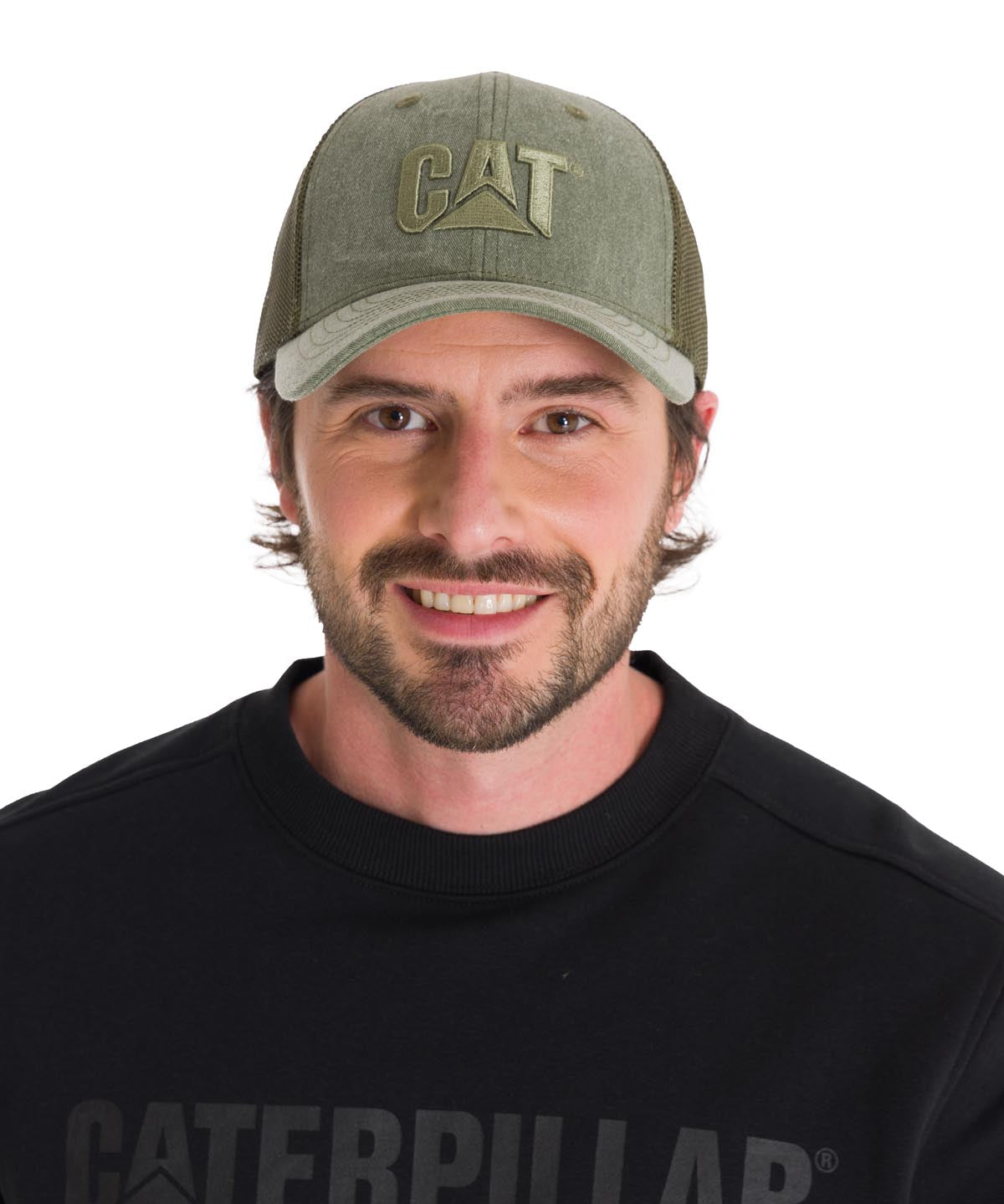 Jockey Con Broche Unisex Pigment Dyed Trucker Cap Oliva Cat