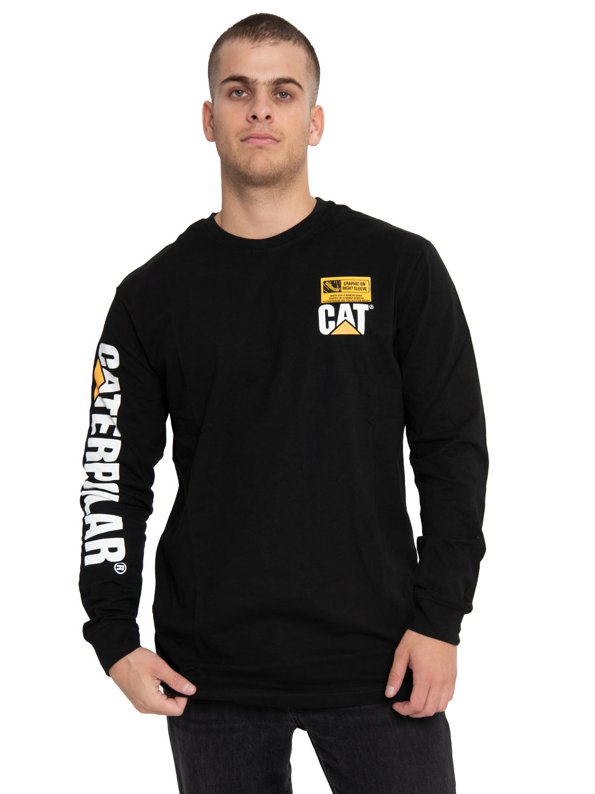 Polera Manga Larga Casual Hombre Trademark L/S Banner Tee Negro Cat