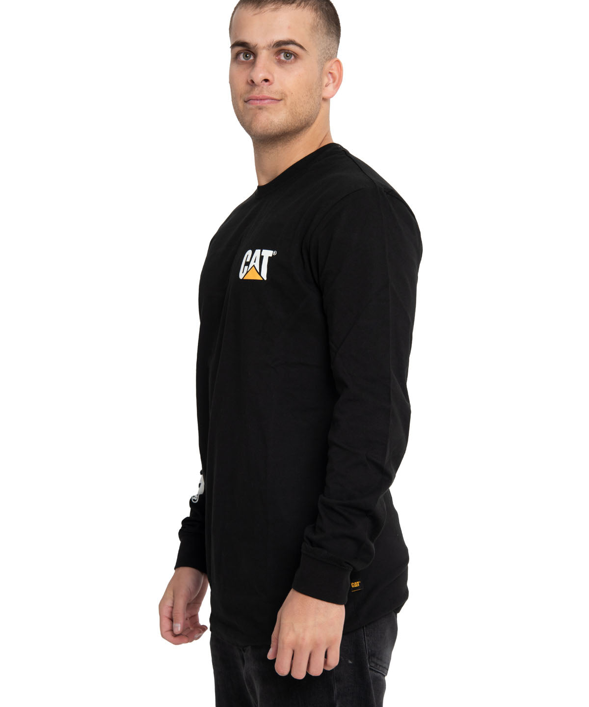 Polera Manga Larga Casual Hombre Trademark L/S Banner Tee Negro Cat