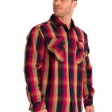 Chaqueta Manga Larga Hombre Buffalo Check Heavyweight Overshirt Roja Cat