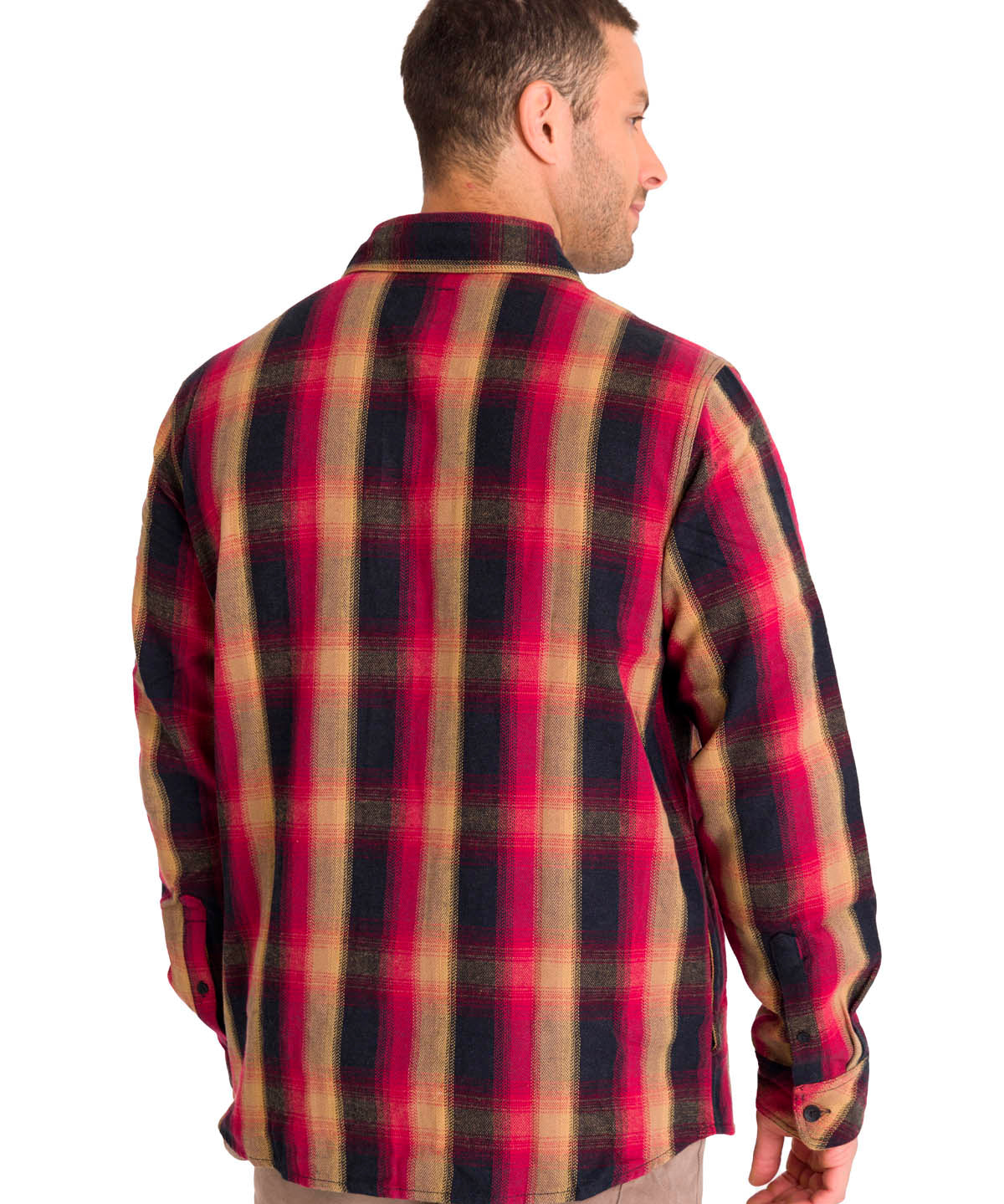 Chaqueta Manga Larga Hombre Buffalo Check Heavyweight Overshirt Roja Cat