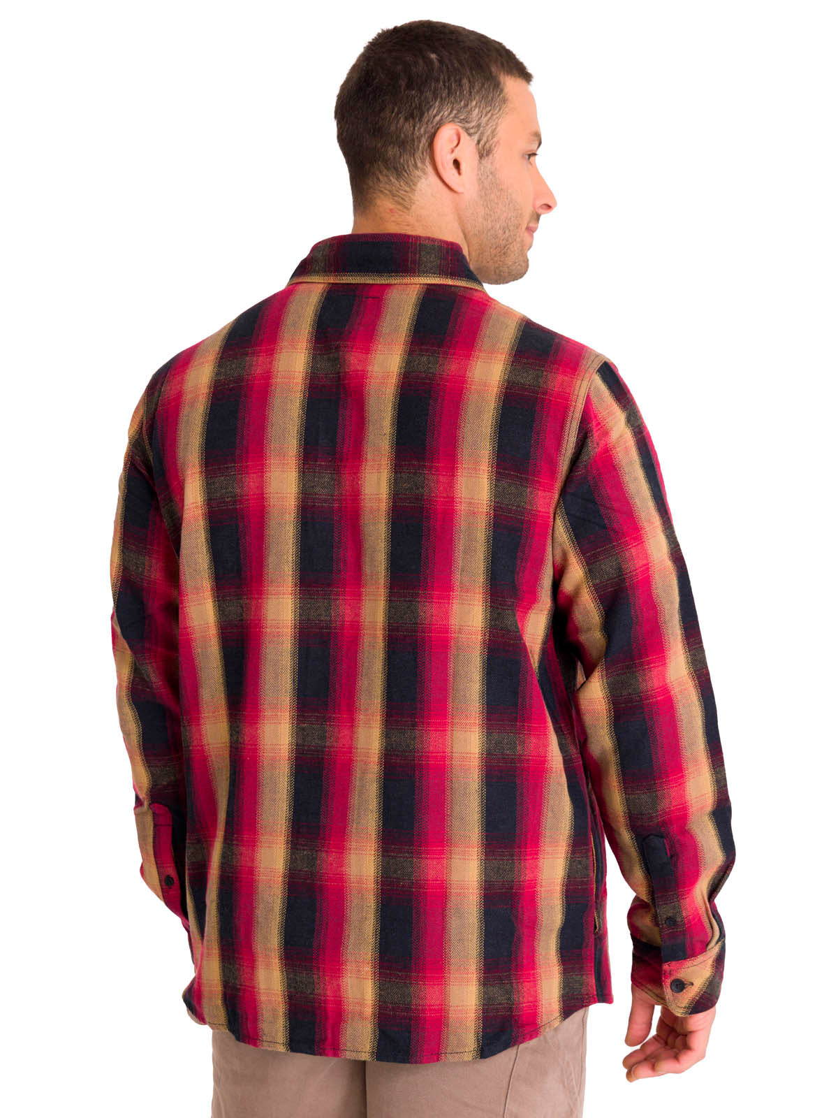 Chaqueta Manga Larga Hombre Buffalo Check Heavyweight Overshirt Roja Cat