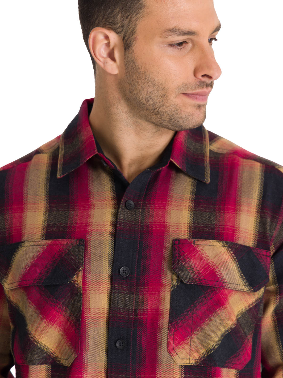 Chaqueta Manga Larga Hombre Buffalo Check Heavyweight Overshirt Roja Cat