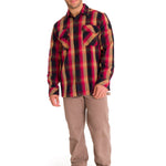 Chaqueta Manga Larga Hombre Buffalo Check Heavyweight Overshirt Roja Cat