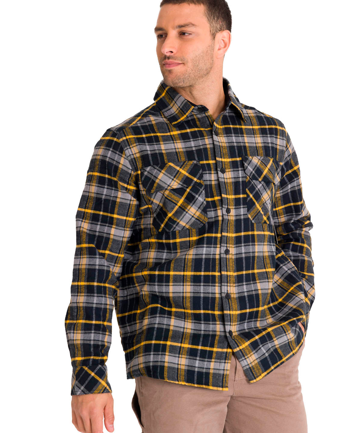 Chaqueta Manga Larga Hombre Buffalo Check Heavyweight Overshirt Negra Cat