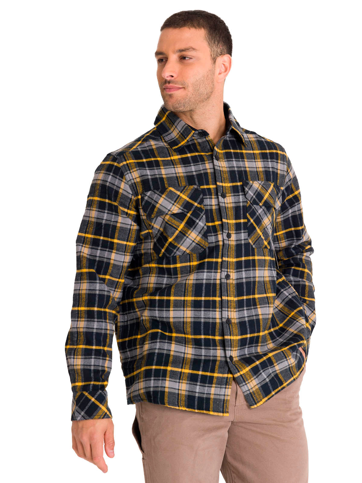 Chaqueta Manga Larga Hombre Buffalo Check Heavyweight Overshirt Negra Cat