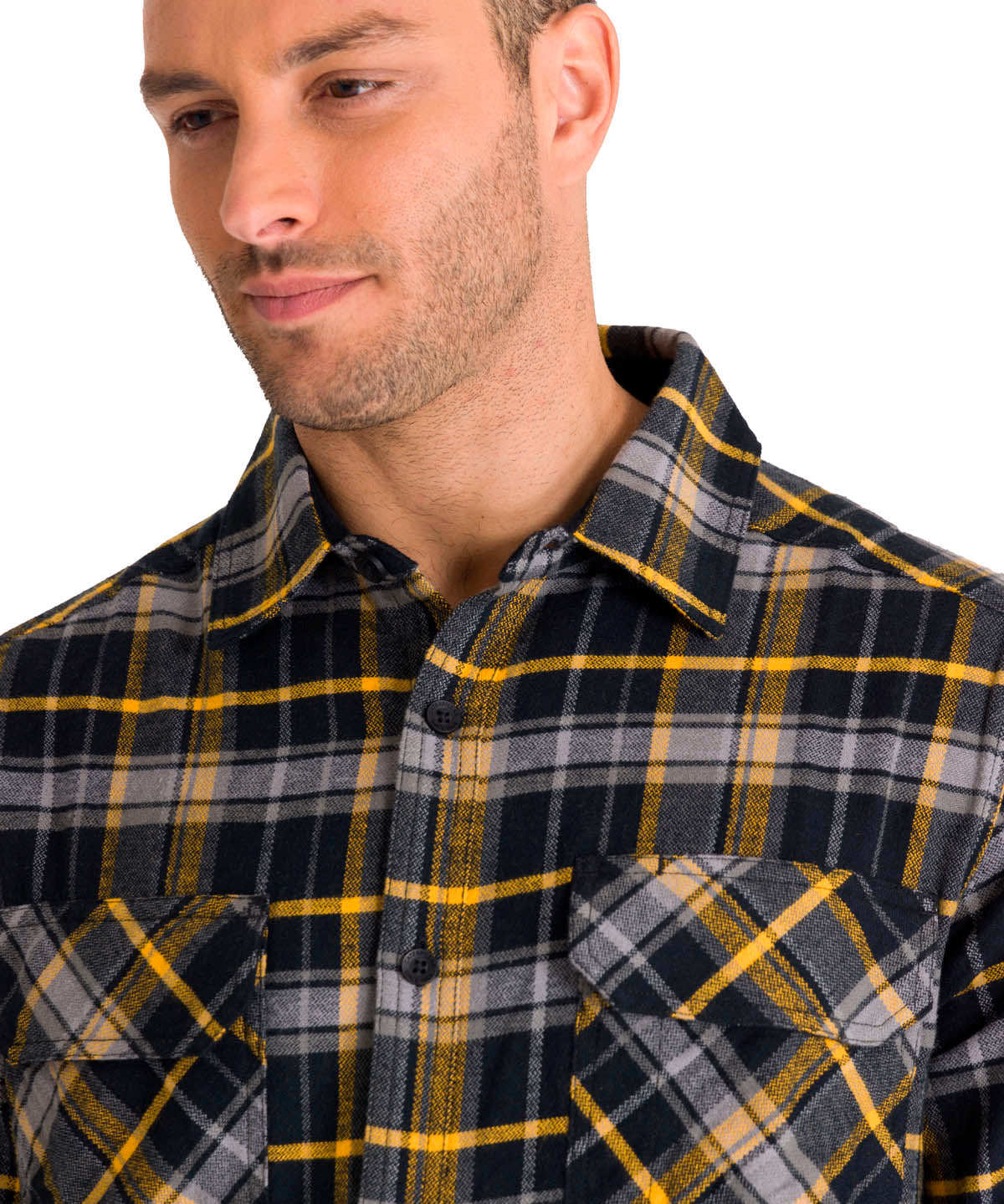 Chaqueta Manga Larga Hombre Buffalo Check Heavyweight Overshirt Negra Cat