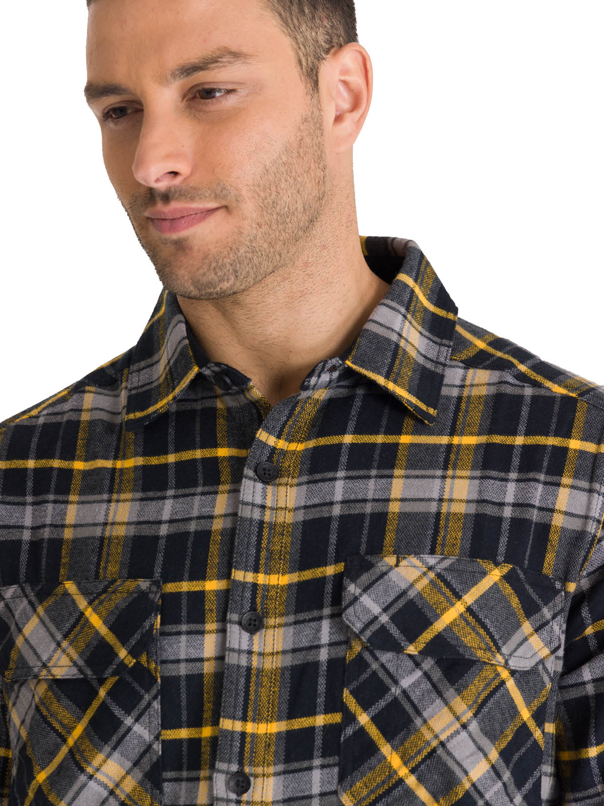 Chaqueta Manga Larga Hombre Buffalo Check Heavyweight Overshirt Negra Cat