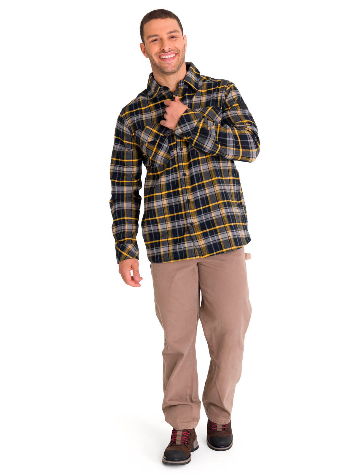 Chaqueta Manga Larga Hombre Buffalo Check Heavyweight Overshirt Negra Cat