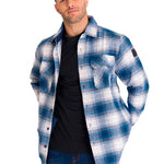 Chaqueta Manga Larga Hombre Buffalo Check Heavyweight Overshirt Azul Petróleo Cat