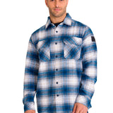 Chaqueta Manga Larga Hombre Buffalo Check Heavyweight Overshirt Azul Petróleo Cat