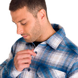 Chaqueta Manga Larga Hombre Buffalo Check Heavyweight Overshirt Azul Petróleo Cat