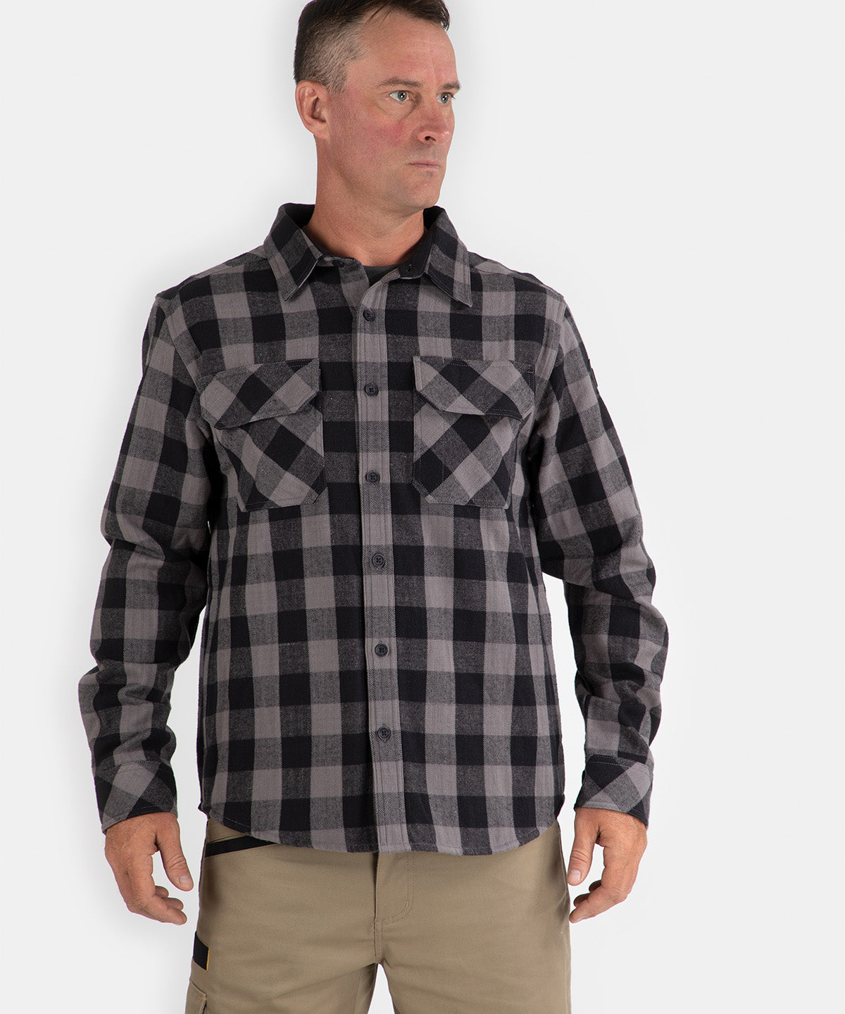 Camisa Manga Larga Casual Hombre Buffalo Check Heavyweight Overshirt Negro Cat