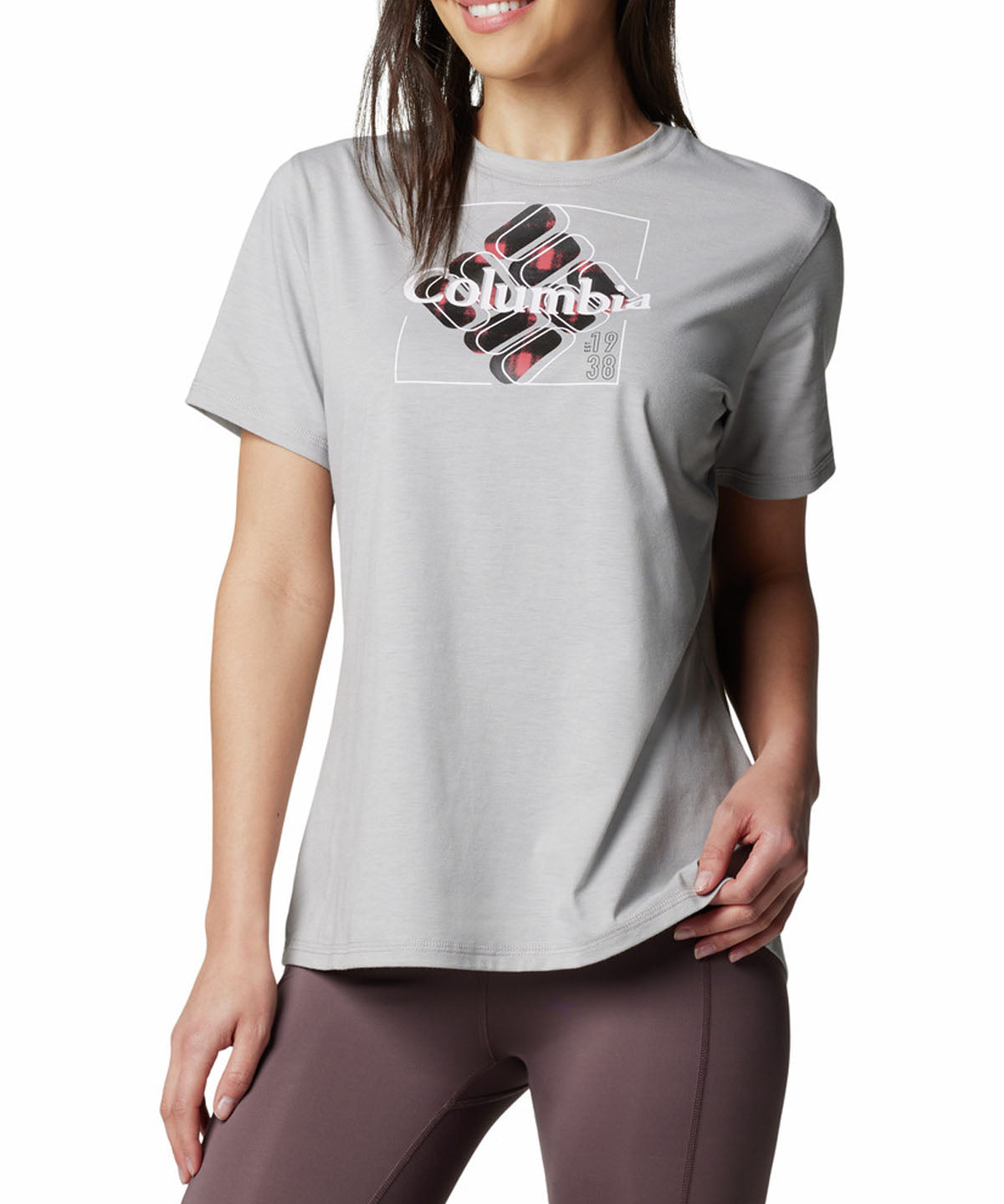 Polera Manga Corta Mujer Sun Trek Graphic Gris Columbia