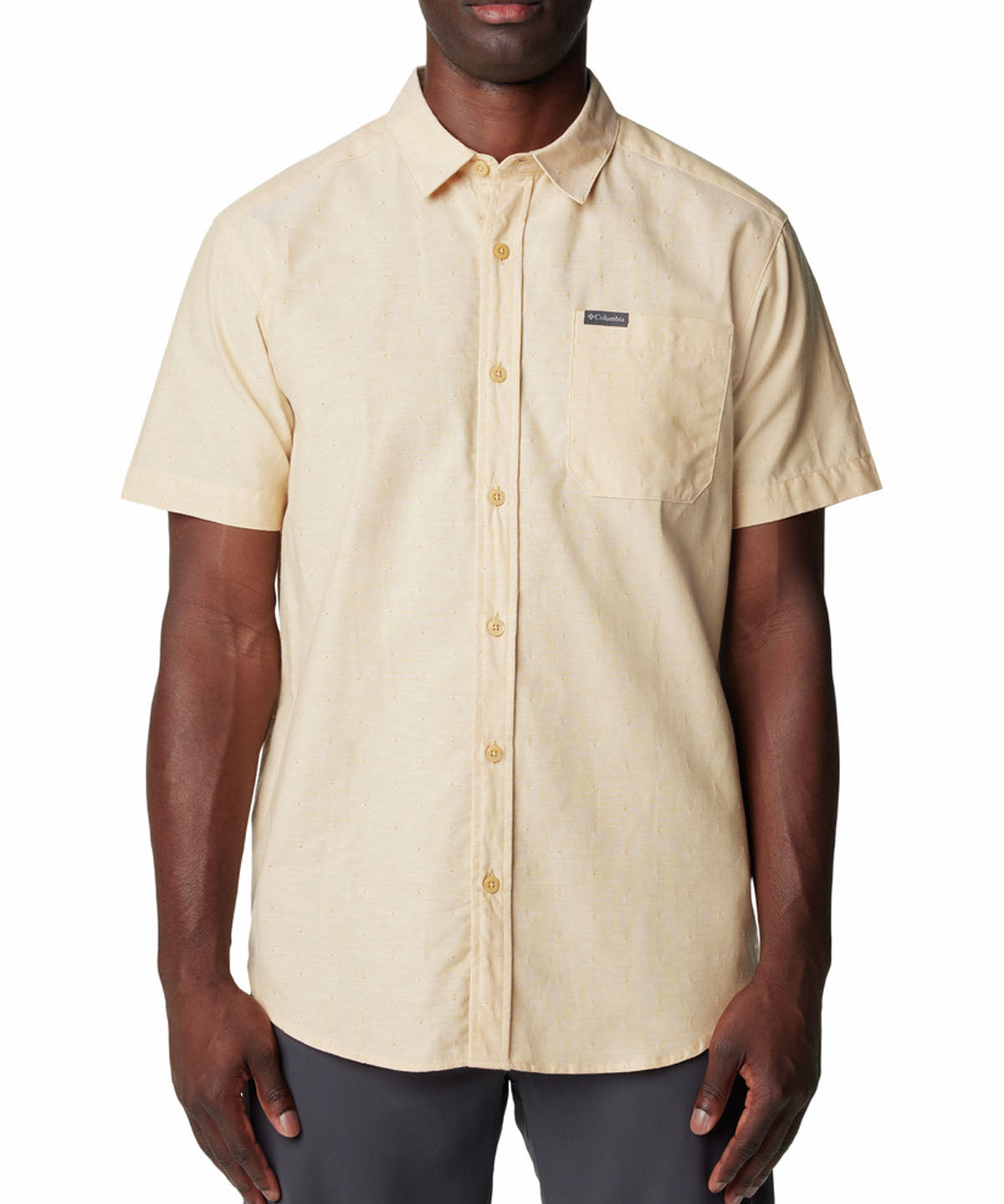 Camisa Manga Corta Hombre Rapid Rivers Novelty Amarillo Columbia