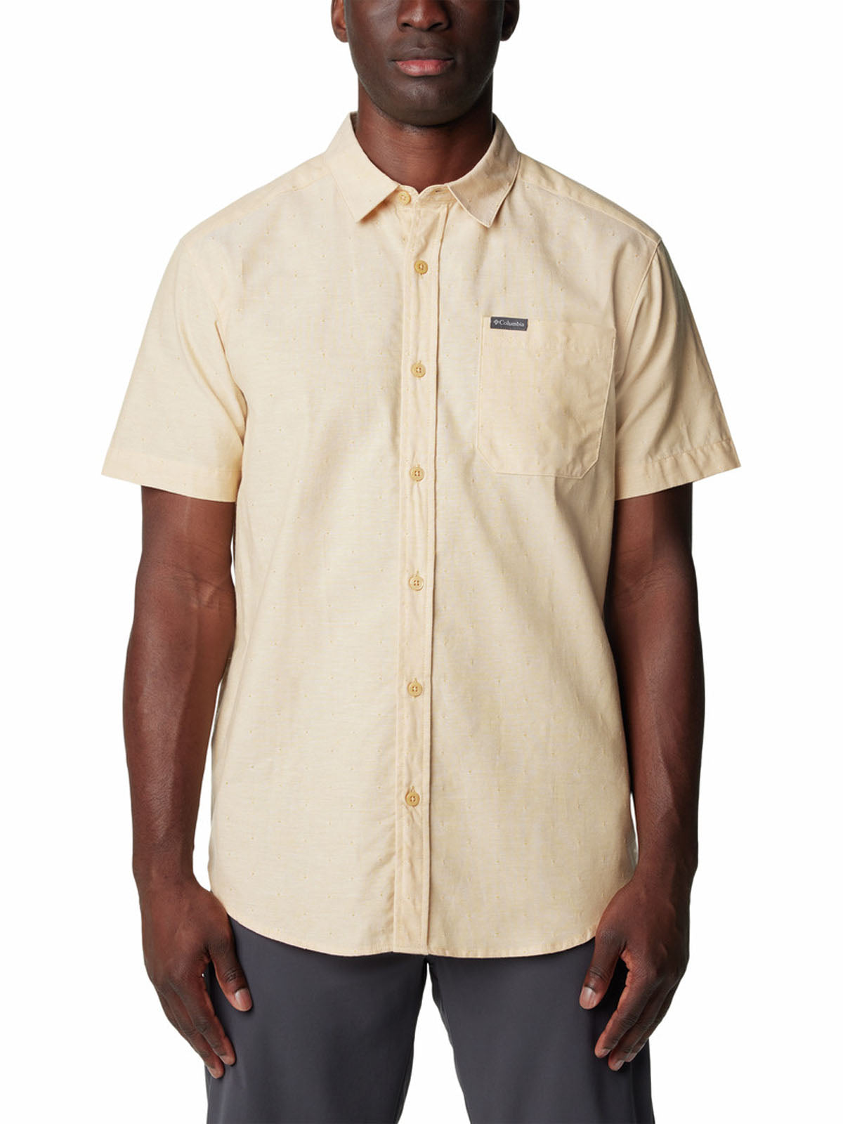 Camisa Manga Corta Hombre Rapid Rivers Novelty Amarillo Columbia