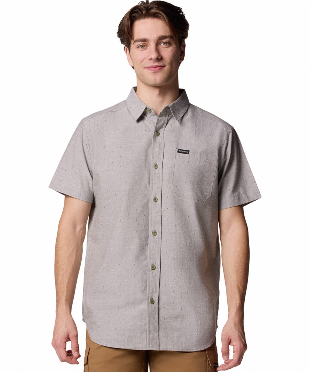 Camisa Manga Corta Hombre Rapid Rivers Novelty Verde Columbia