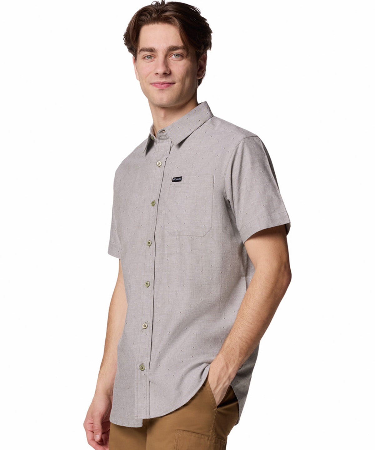 Camisa Manga Corta Hombre Rapid Rivers Novelty Verde Columbia