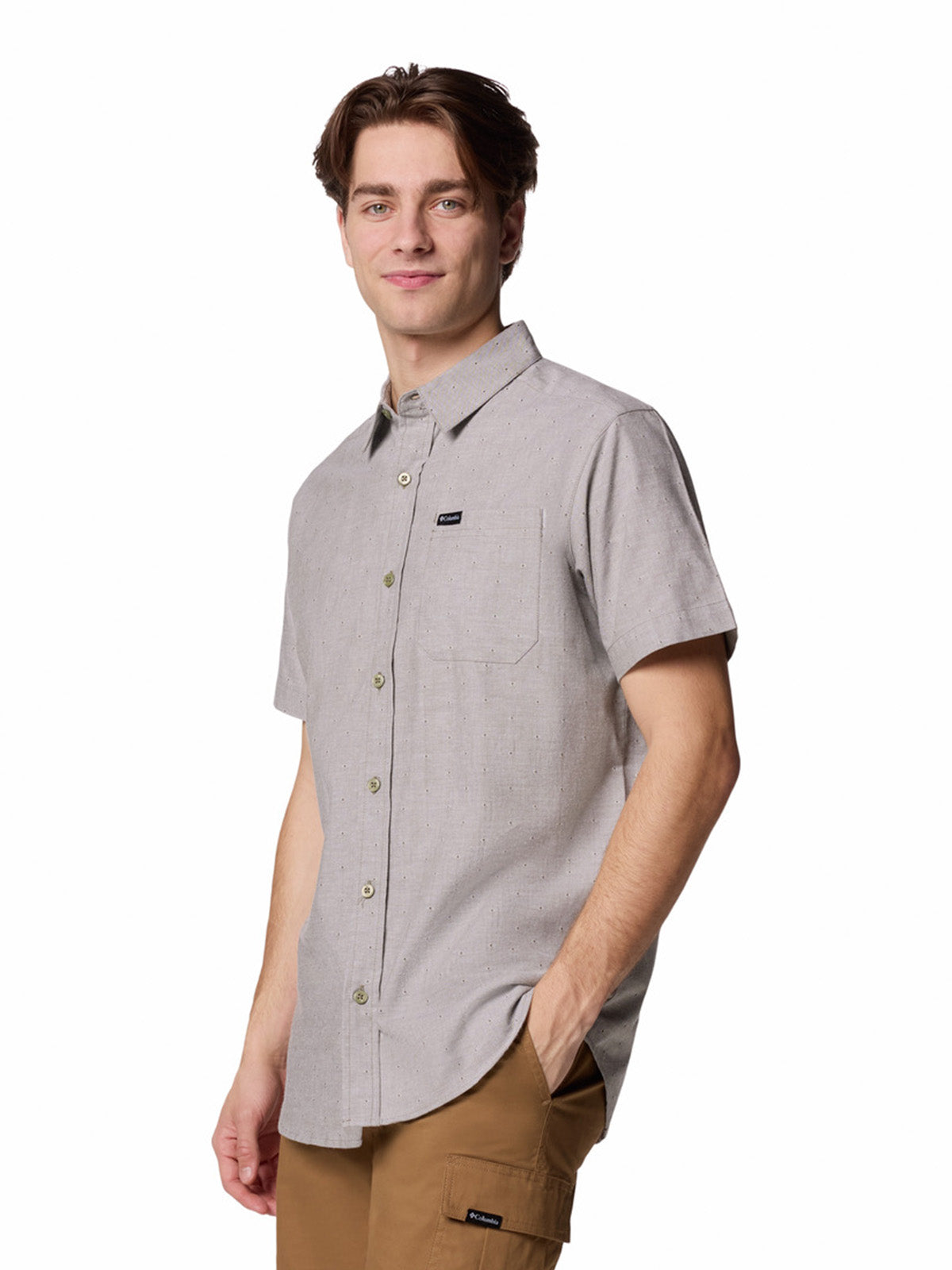 Camisa Manga Corta Hombre Rapid Rivers Novelty Verde Columbia