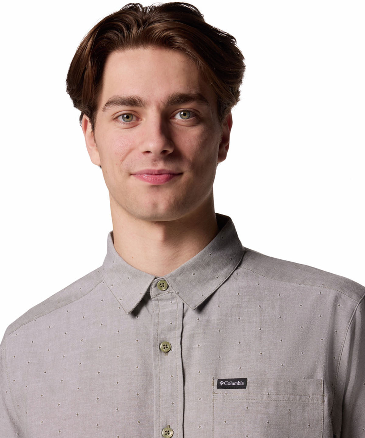 Camisa Manga Corta Hombre Rapid Rivers Novelty Verde Columbia