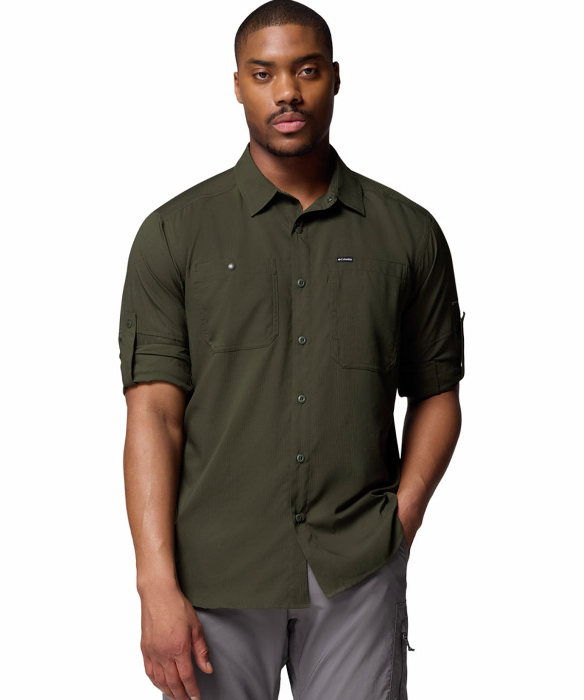 Camisa Manga Larga Hombre Silver Ridge Verde Columbia