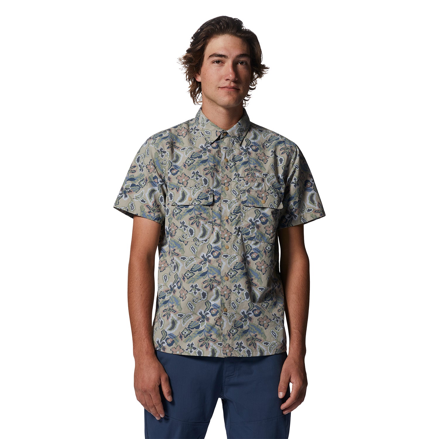 Camisa Manga Corta Hombre Stryder Gris Mountain Hardwear