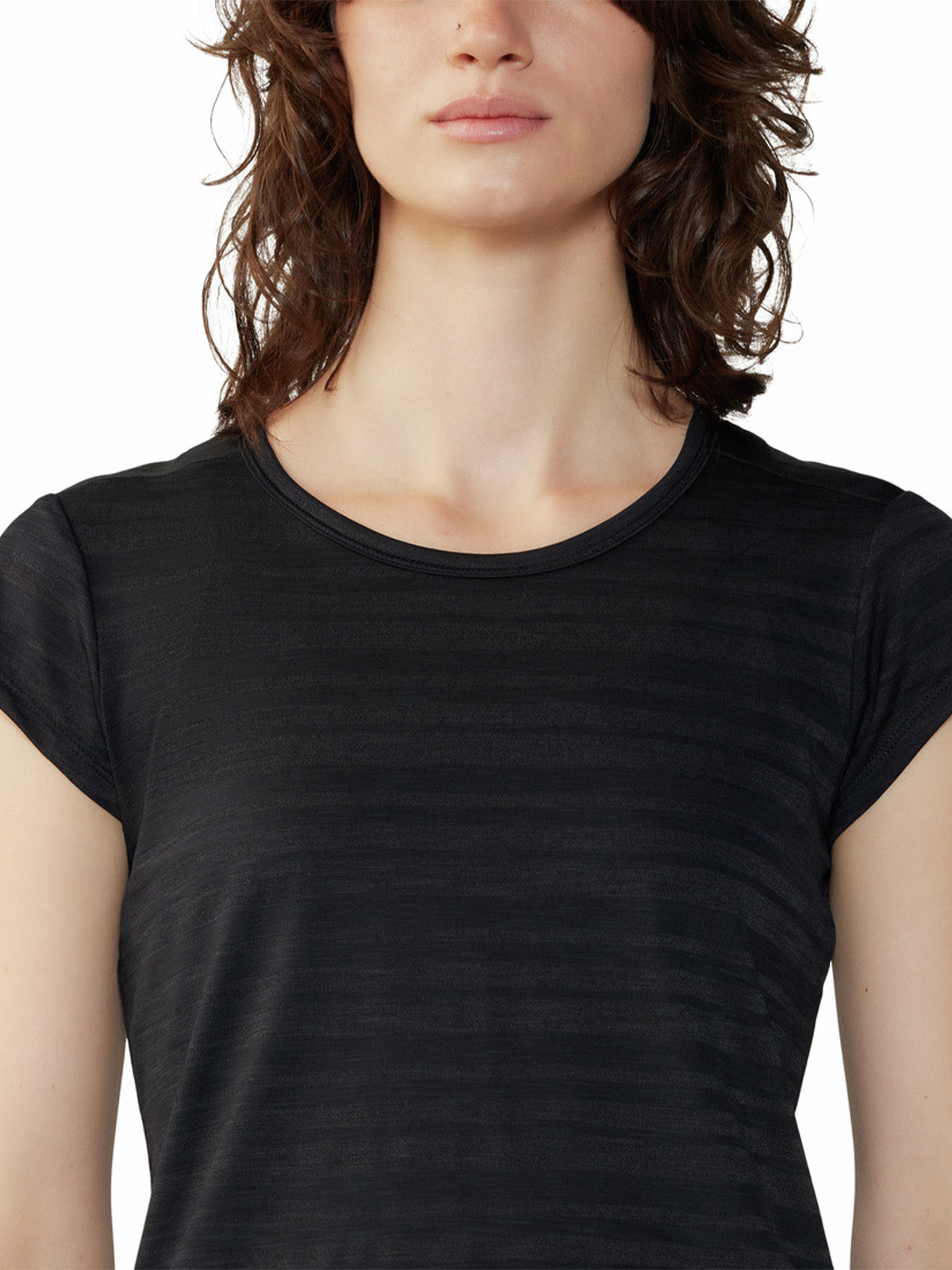 Polera Manga Corta Mujer Mighty Stripe Negro Mountain Hardwear