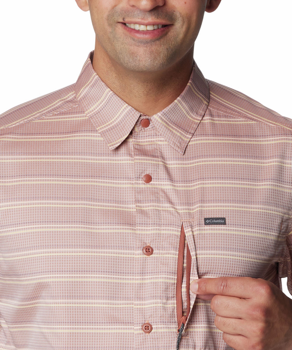 Camisa Manga Corta Hombre Silver Ridge Utility Lite Novelty Rosado Columbia