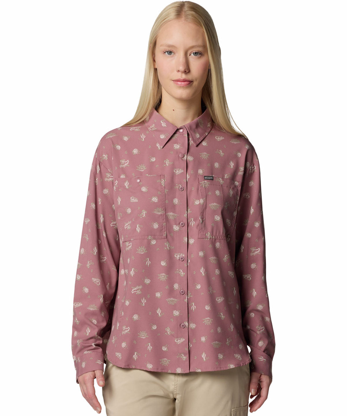 Camisa Manga Larga Mujer Silver Ridge Pattern Morado Columbia