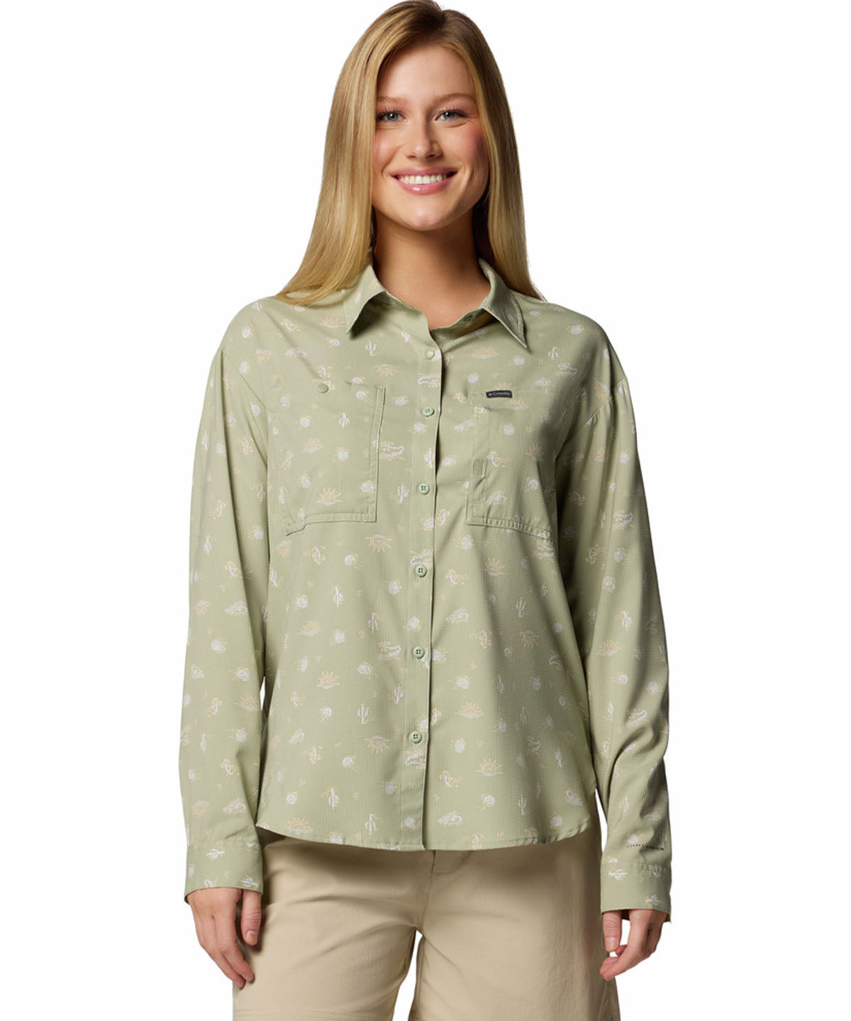Camisa Manga Larga Mujer Silver Ridge Pattern Beige Columbia
