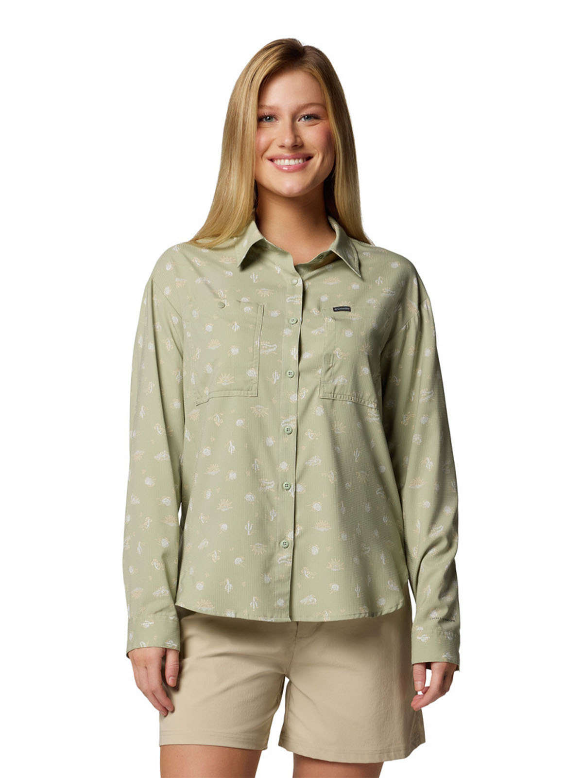 Camisa Manga Larga Mujer Silver Ridge Pattern Beige Columbia