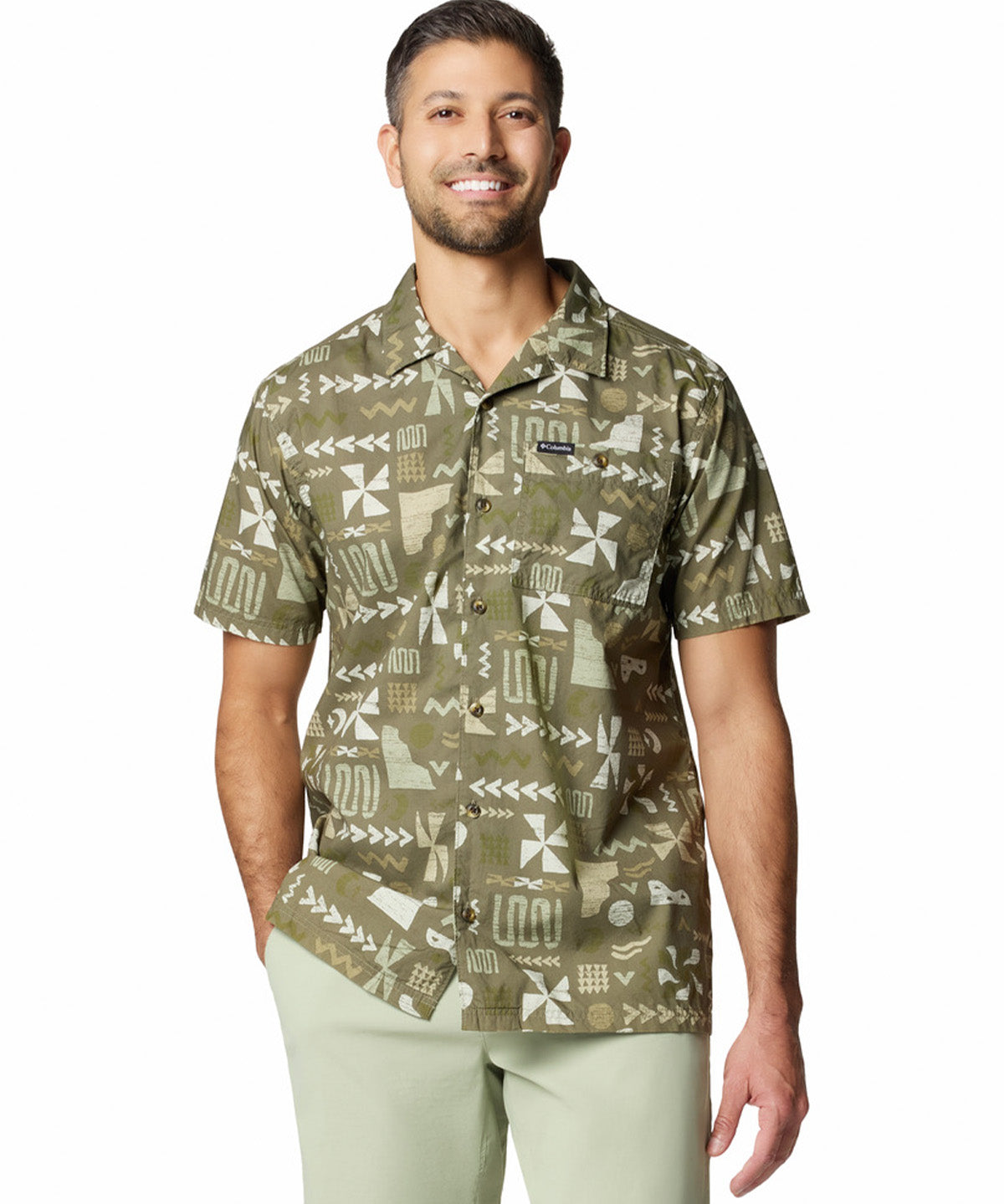 Camisa Manga Corta Hombre Pine Canyon Verde Columbia