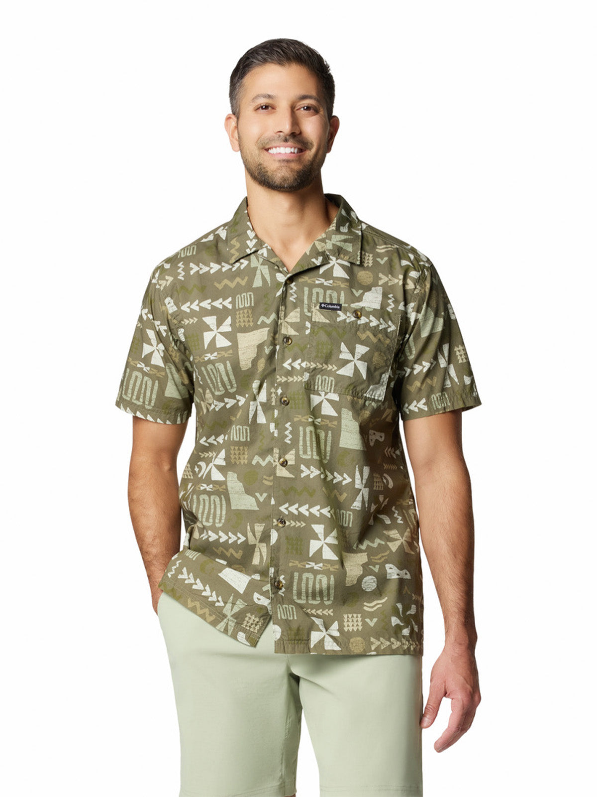 Camisa Manga Corta Hombre Pine Canyon Verde Columbia