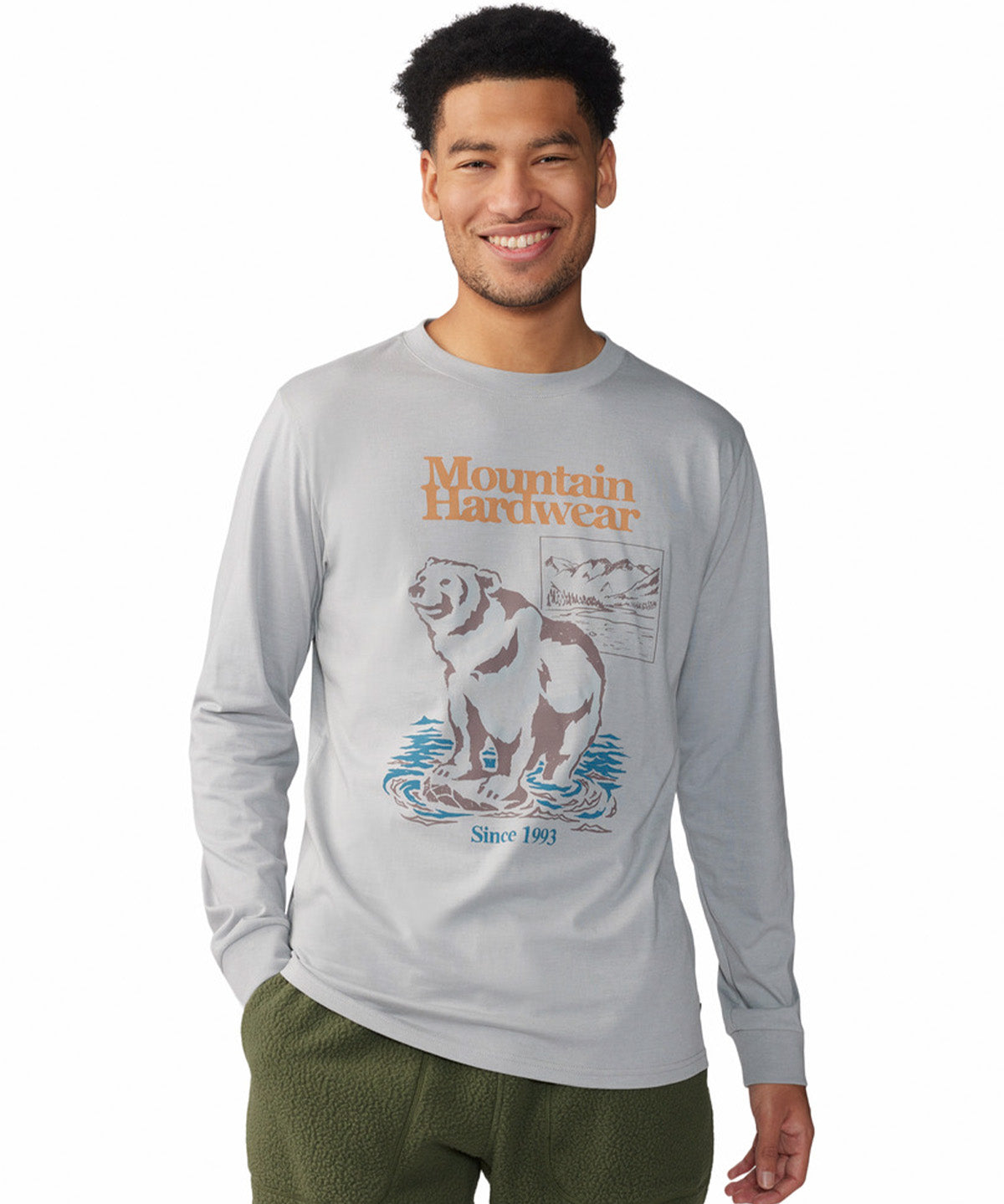 Polera Manga Larga Hombre River Bear¿ Gris Mountain Hardwear
