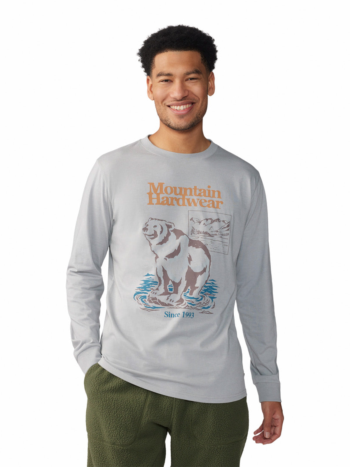 Polera Manga Larga Hombre River Bear¿ Gris Mountain Hardwear