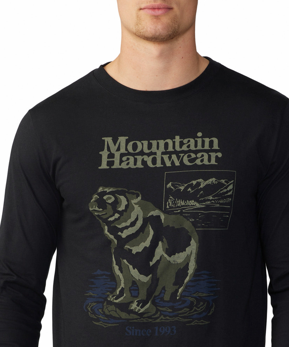 Polera Manga Larga Hombre River Bear¿ Negro Mountain Hardwear