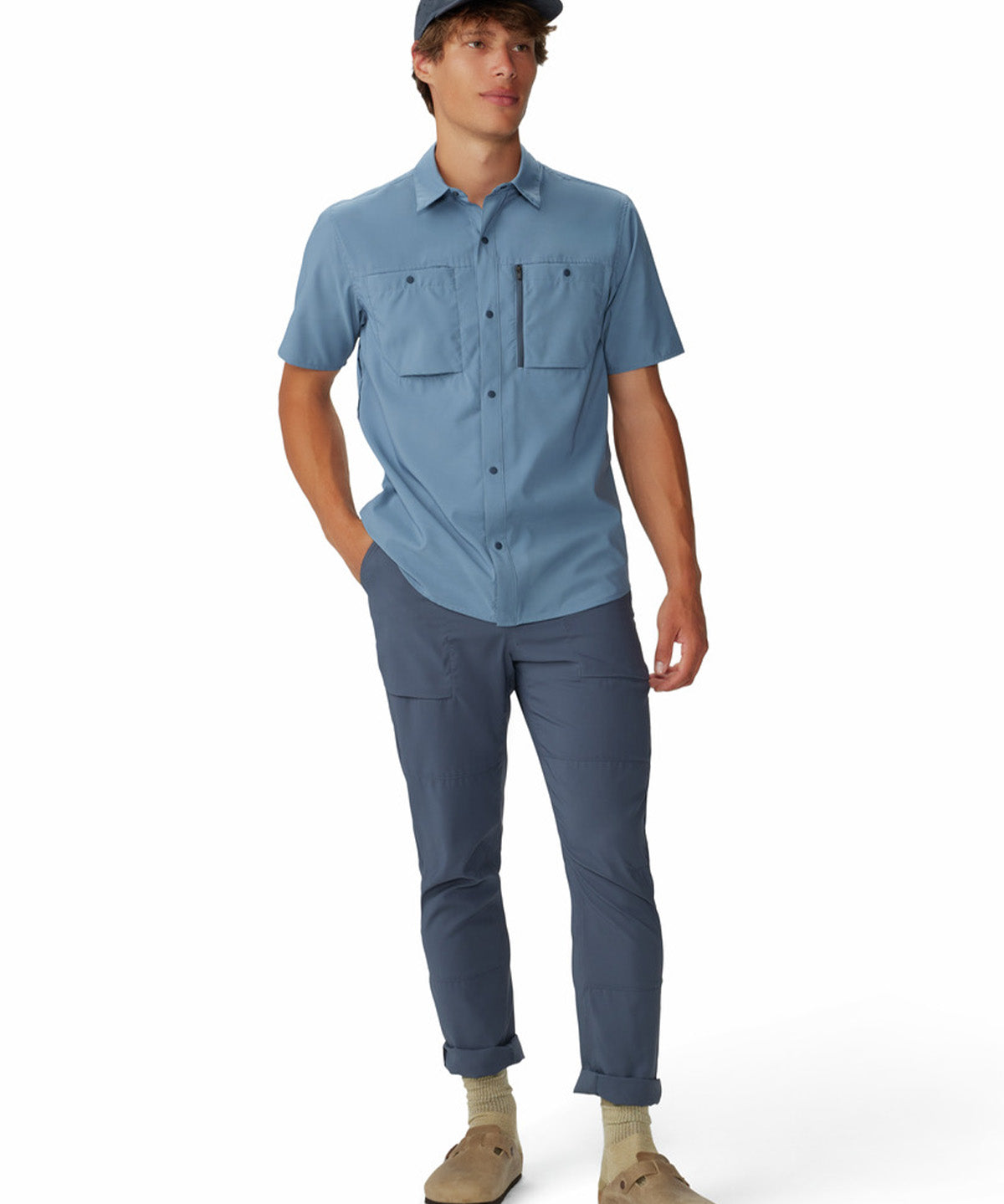 Camisa Manga Corta Hombre Trail Sender Azul Mountain Hardwear