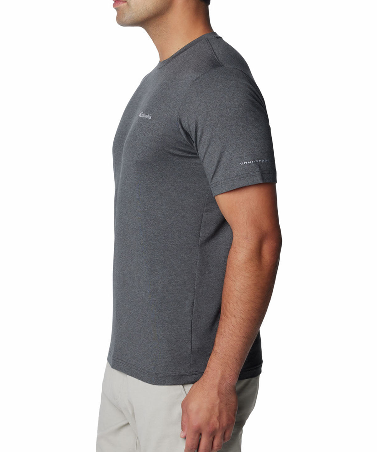Polera Manga Corta Hombre Tech Trail Crew Neck Gris Columbia