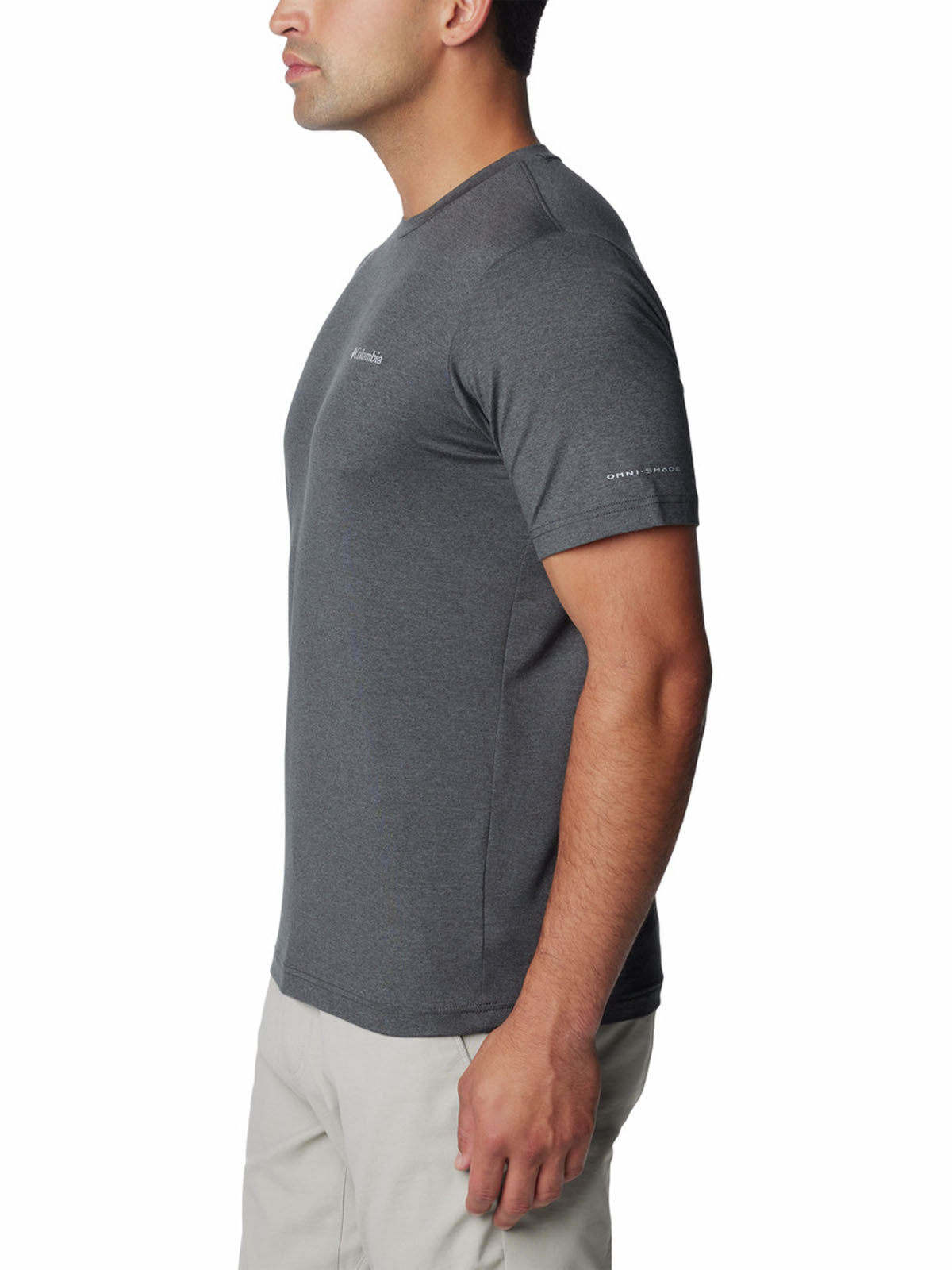 Polera Manga Corta Hombre Tech Trail Crew Neck Gris Columbia