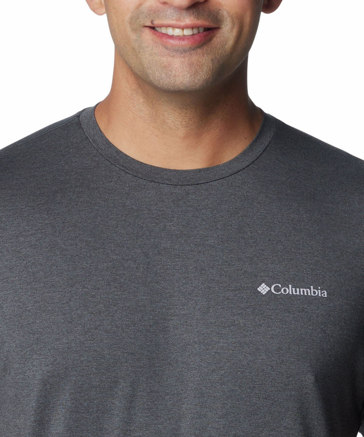 Polera Manga Corta Hombre Tech Trail Crew Neck Gris Columbia