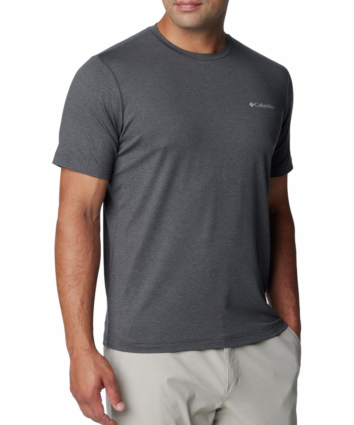 Polera Manga Corta Hombre Tech Trail Crew Neck Gris Columbia