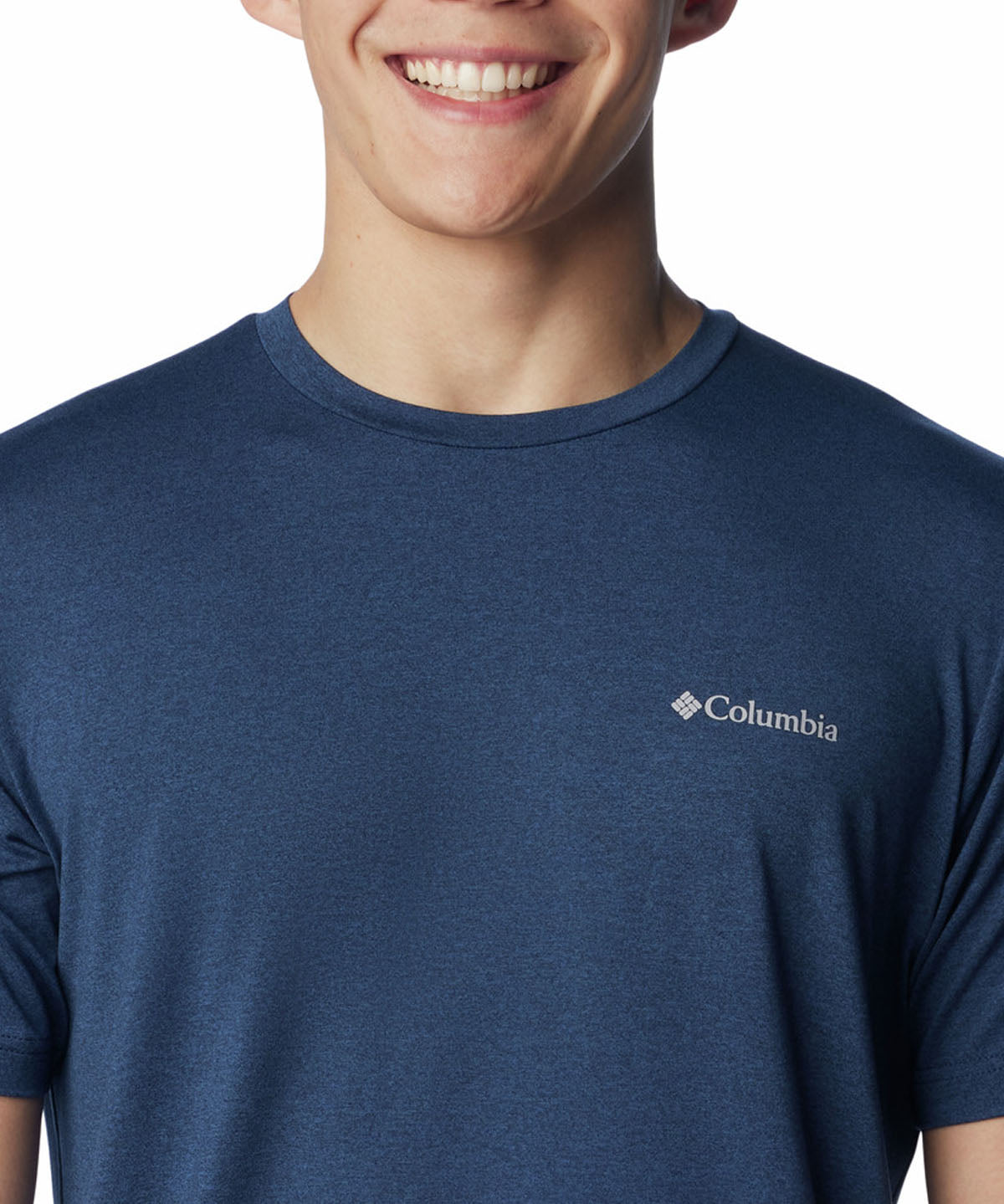 Polera Manga Corta Hombre Tech Trail Crew Neck Azul Columbia