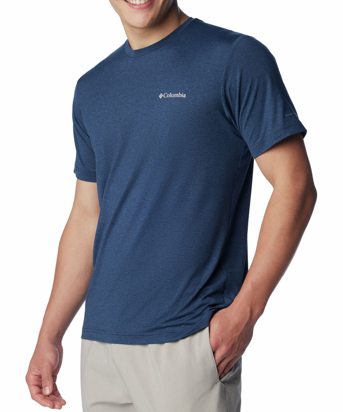 Polera Manga Corta Hombre Tech Trail Crew Neck Azul Columbia