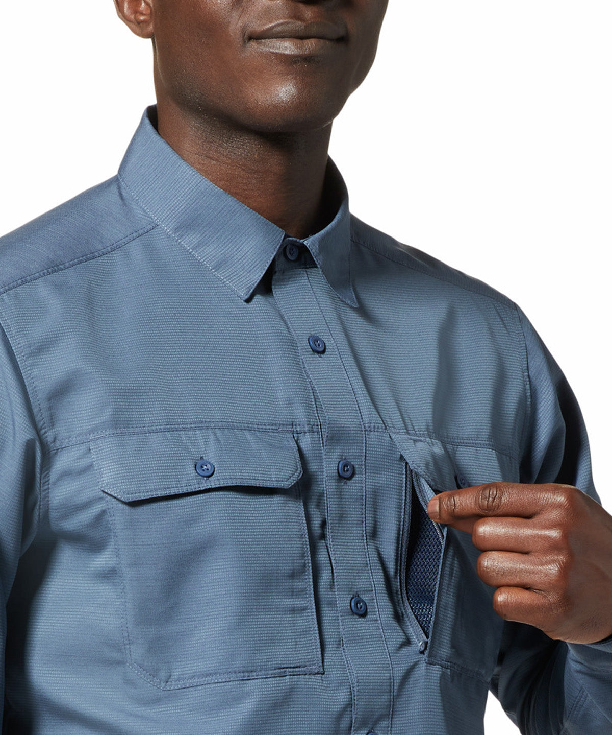 Polera Manga Larga Hombre Canyon Gris Mountain Hardwear