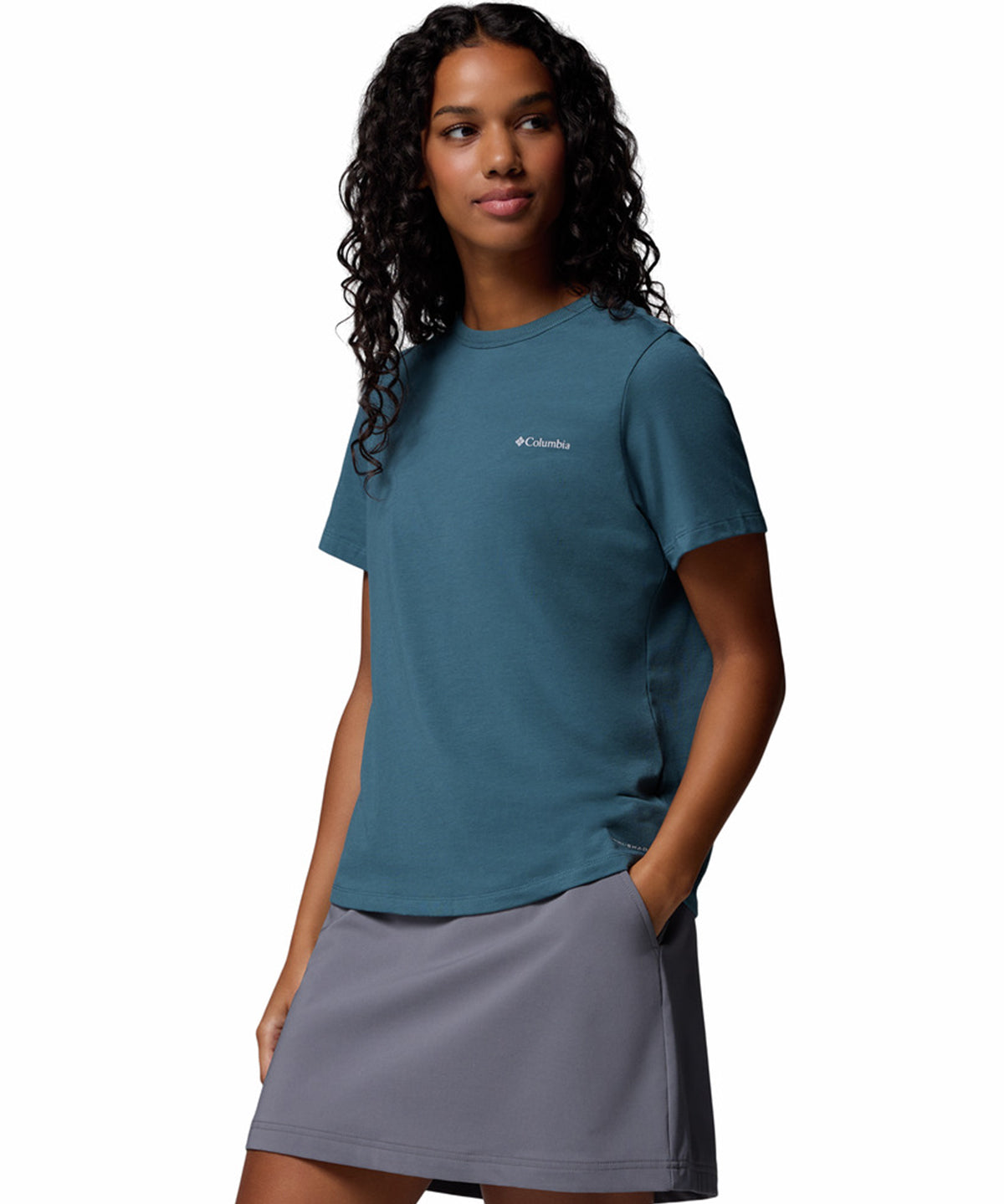 Polera Manga Corta Mujer Sun Trek II Azul Columbia